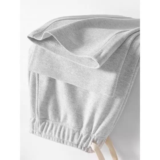 Primavera outono novo estilo 300g pesado flor branca cinza sarja reta sweatpants masculino solto Drape sweatpants femini