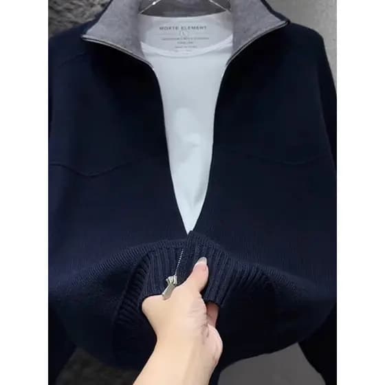 Outono inverno contraste cor lapela malha Cardigan meninos Casual simples gola camisola jaqueta solta oversize topo