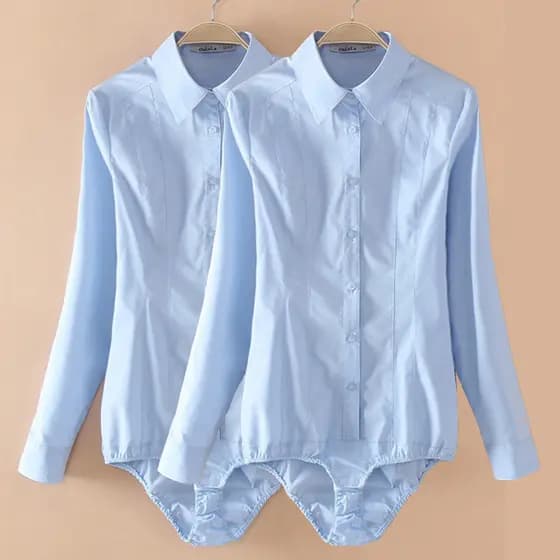 Novo estilo Slim-fit senhoras profissionais senhoras longo macacão de manga curta camisa