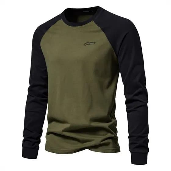 Tamanho europeu manga Raglan camisa de fundo masculina de manga comprida costura camiseta masculina comércio exterior Ca