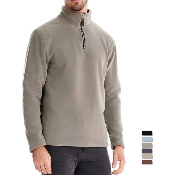 Outono inverno masculino novo estilo gola alta meio zíper moletom de manga comprida Cross-Border na moda Casual cor sóli