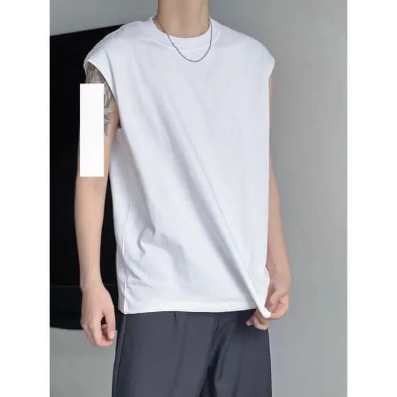 Sem mangas colete de algodão puro branco verão novo estilo Casual Popular pequenos punhos em torno do pescoço colete mas