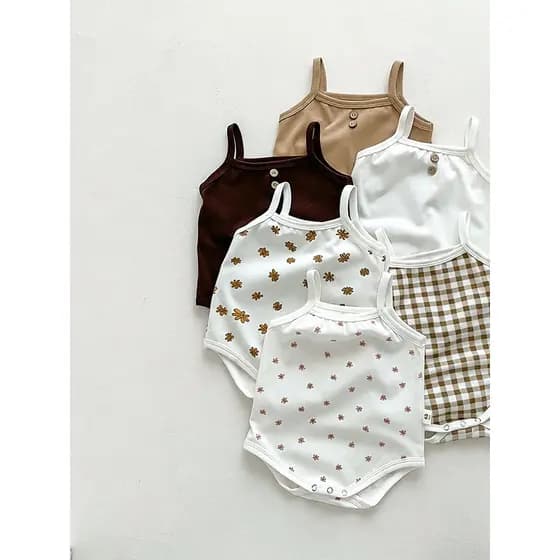 Versão coreana bebê verão macacão estilo fino Suspender macacão manga bebê macacão bebê recém-nascido colete macacão