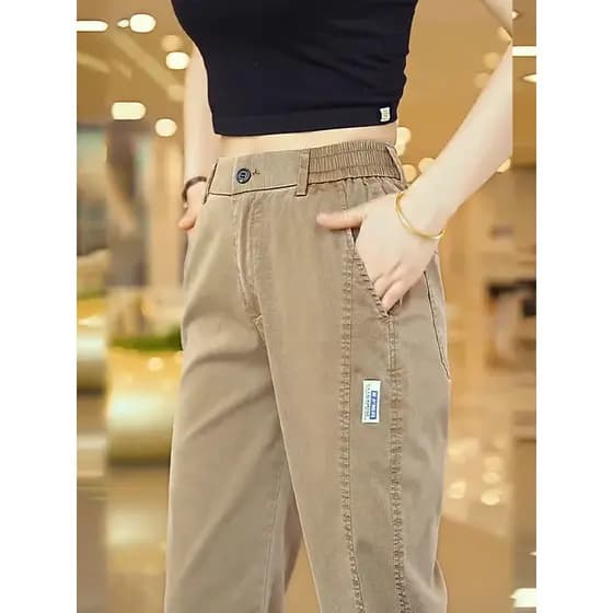 Calças masculinas 2025 novo estilo solto em linha reta na moda esportes Tencel Lyocell verão estilo fino pai calças casu