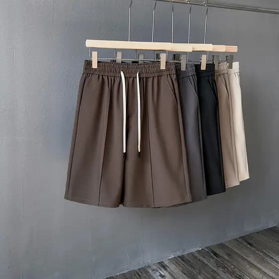Verão tamanho grande solto terno masculino Shorts Street Wear cinco pontos calças de seda gelo cor sólida Drape calças e
