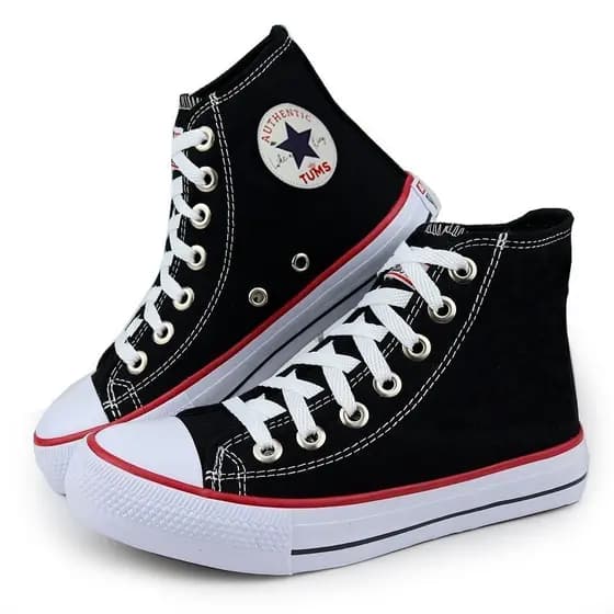 Tênis Feminino E Masculino All Preto Cano Alto Star Tradicional Tecido Premium Confortável