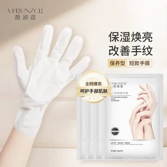 Máscara de Mãos Weirunzi com Niacinamida, Clareadora, Hidratante, Iluminadora, Nutritiva, Cuidado para as Mãos, Máscara