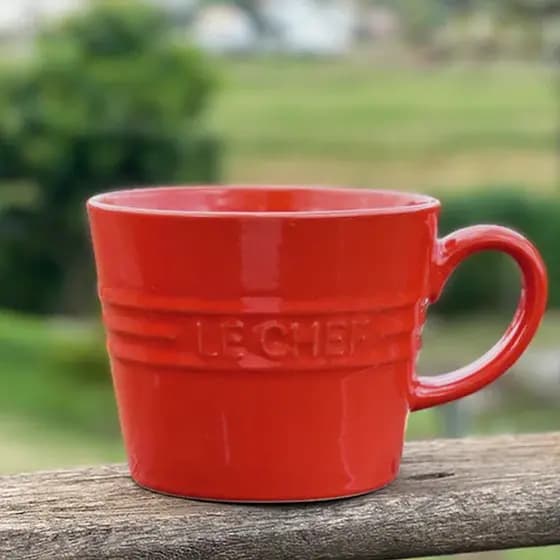 Caneca De Cerâmica Le Chef Laranja e Vermelha Hauskraft 300ml