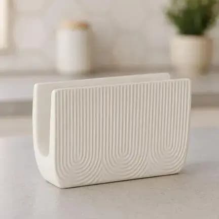 Porta Guardanapo De Cerâmica Oásis Branco Hauskraft