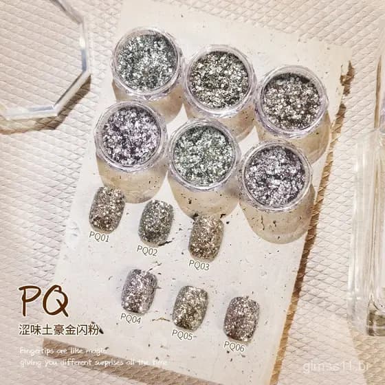 Feishi PQ Decorações de unhas estilo japonês com glitter fosco e lantejoulas, cores misturadas, DIY, pó de brocado ultra