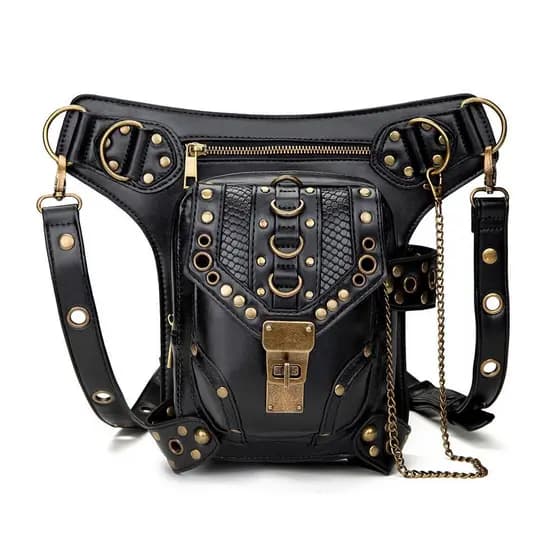 Bolsa de corrente para mulheres em estoque, bolsa de motociclista retro steampunk, bolsa de ombro transversal feminina,