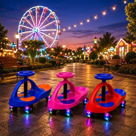 Carrinho Infantil Rolimã Gira 360° Luz LED Sem Pedal Resistente Suporta até 100kg