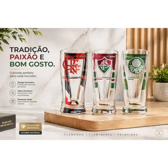 Copo Lager 300 ml Personalizado Times de Futebol – Produto Licenciado
