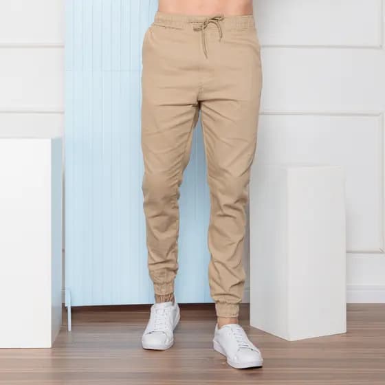 Calça Jogger Masculina Punho Lycra Elastano Jeans sarja militar loja de fábrica Tempo limitado de oferta