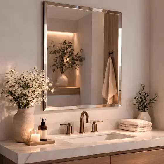 Espelho Mirano Paris 80x60cm Bisotê Grande Moderno Banheiro Lavabo Quarto Parede Decorativo Luxo
