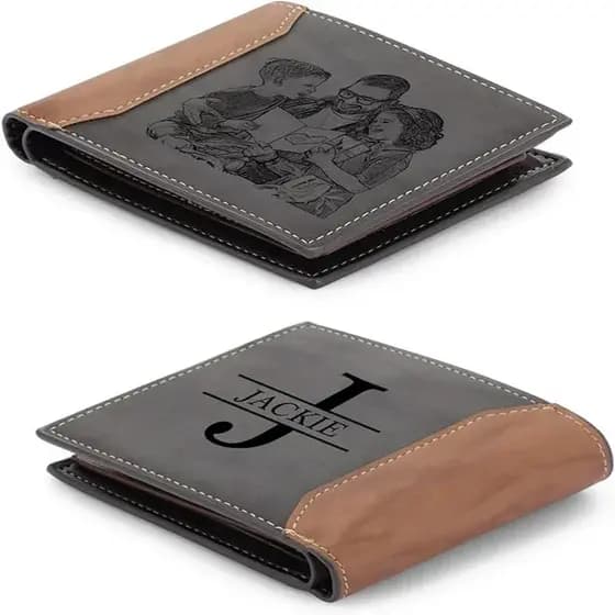 Carteira Masculina Com Foto Personalizada De Couro PU Imagem Bifold Para Homens Porta Cartão Nome Presente De Aniversári