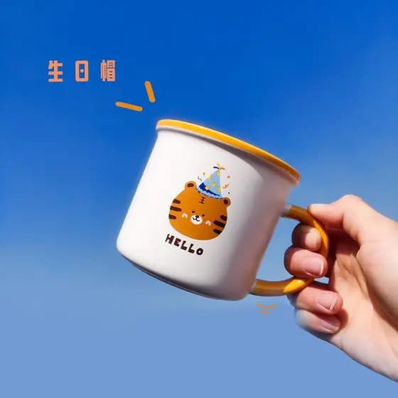 Copo estilo alta aparência bonito menina coração caneca menina com escala copo de água cerâmica copo de café da manhã da