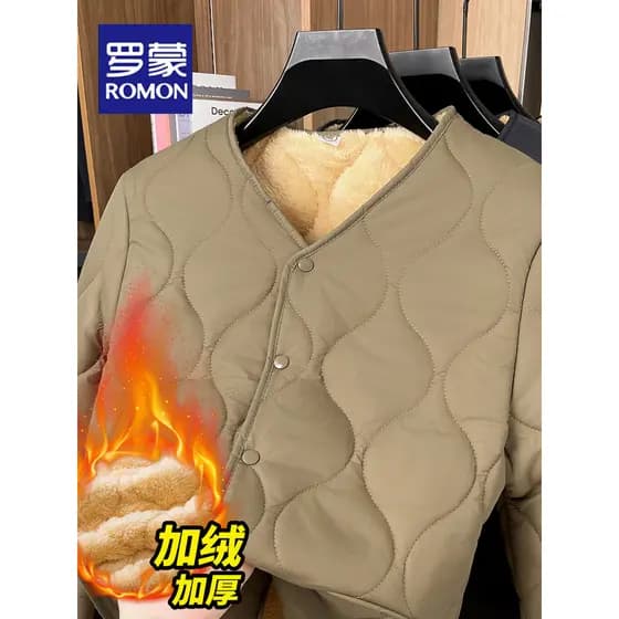 Lomon pai de meia-idade acolchoado jaqueta masculina inverno novo estilo forro de lã engrossado forro quente acolchoado