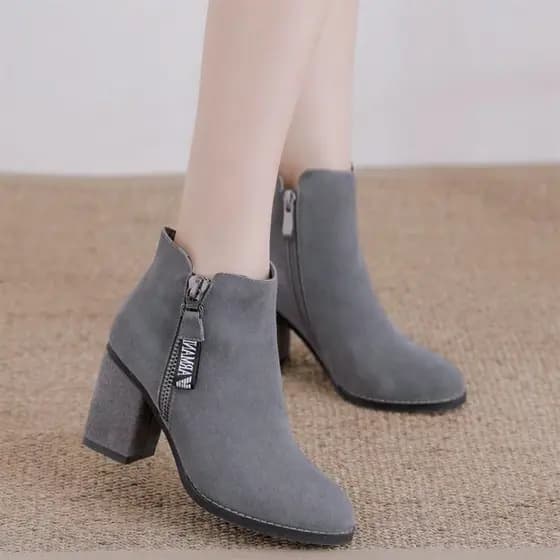 2026 botas inverno primavera outono botas únicas salto alto sapatos de algodão de salto grosso inverno sapatos pretos ou