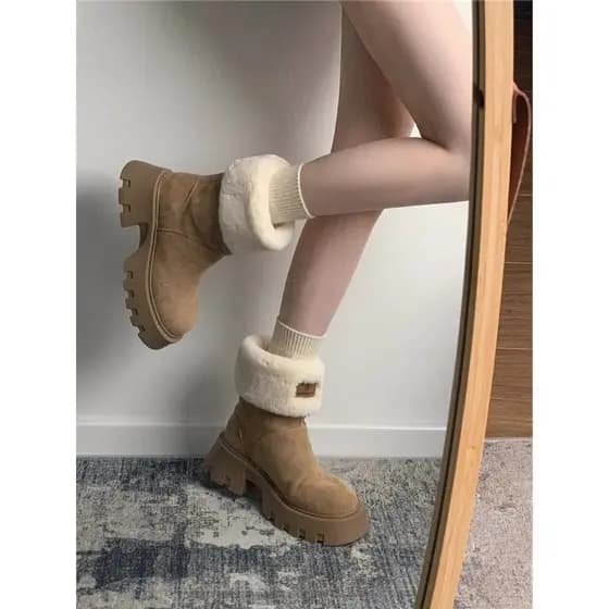 Retro aumentando mais magro olhar mais veludo de sola grossa Martin botas femininas 2026 novo estilo inverno quente bota