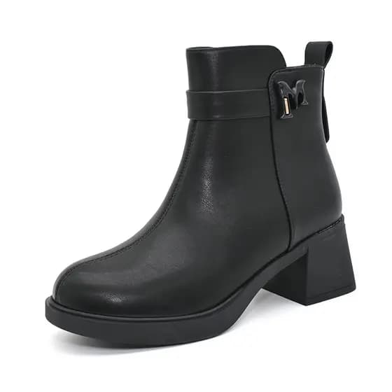 Dadong moda botas femininas inverno novo estilo moda Casual salto alto salto grosso dedo do pé redondo confortável forro
