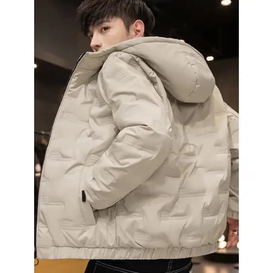 Jaqueta masculina de inverno com capuz, roupas superiores leves, 2025, novo estilo, estilo Hong Kong, jaqueta de pão que