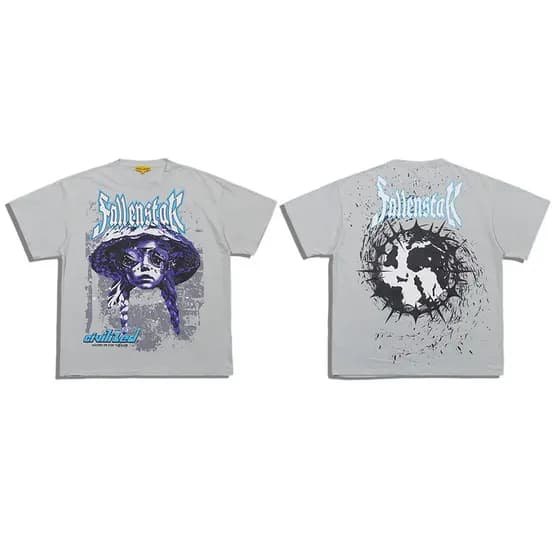 Linda marca de moda de rua civilizada masculina feminina Casual leve elástico grande impressão solta camiseta de manga c