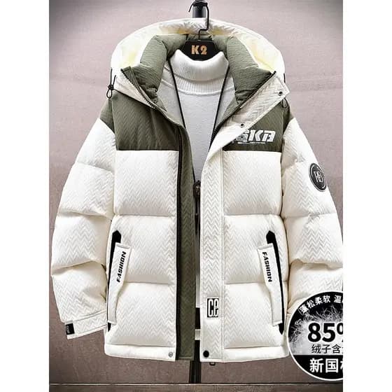 Jaqueta masculina inverno 2025 novo estilo All-Match estilo Preppy casal estudante wear juventude pato branco para baixo