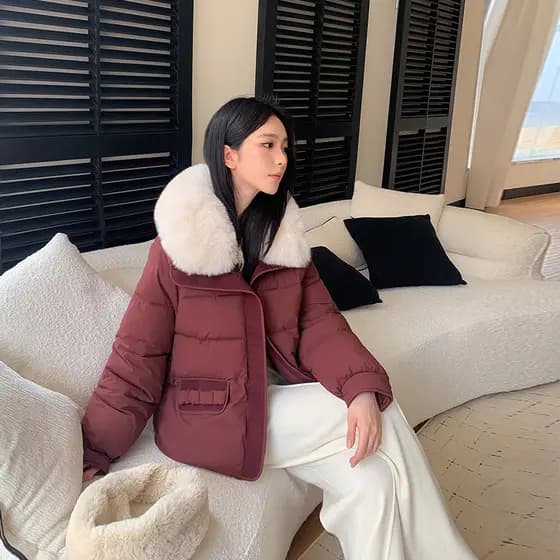 2025 inverno novo estilo gola de pele grande jaqueta acolchoada grossa tamanho grande solto pequeno para baixo jaqueta a