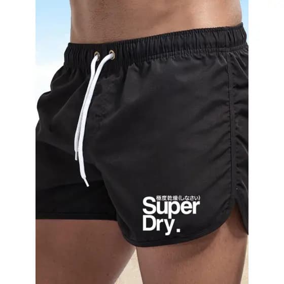 Calças de praia masculinas Super secas, shorts esportivos de Fitness, shorts masculinos de Surf de três pontos