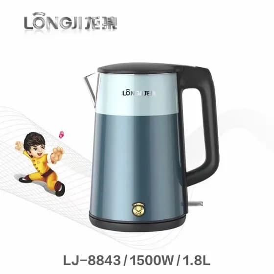 Longji desligamento automático de qualidade alimentar 304 aço inoxidável 1.8L grande capacidade 8843 chaleira elétrica i