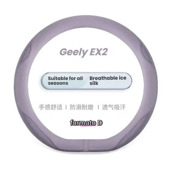 Capa de Volante Geely EX2 em Seda Gelada Respirável, Tipo D, Acessório Interno Unissex, Adequado para Motoristas Masculi