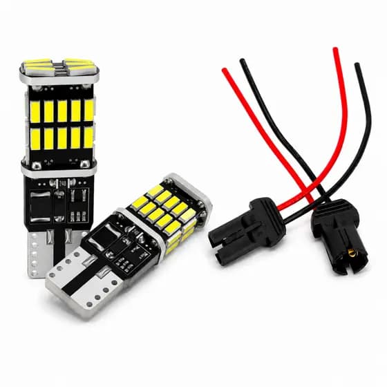 Par T10 LED Canbus 26 Chips 6500K Super Branco Sem Erro + Soquete T10 Premium Alta Durabilidade 12V 24V