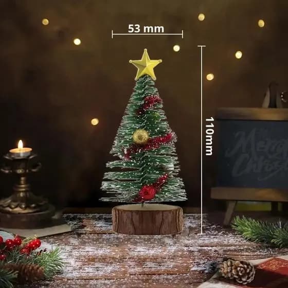 Conjunto Enfeite de Natal Kit Árvore De Mesa Mini Pinheirinho Com Colorido Festa Natalina