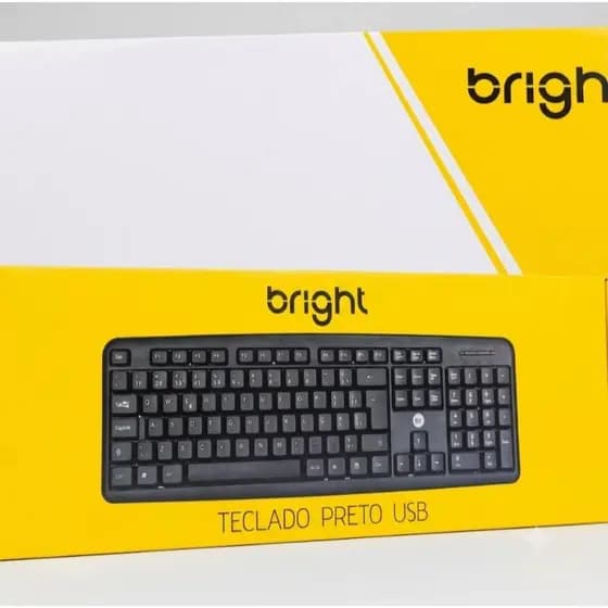 Teclado Bright Basic 0014 com Fio USB Preto Padrão ABNT2 Design Ergonômico