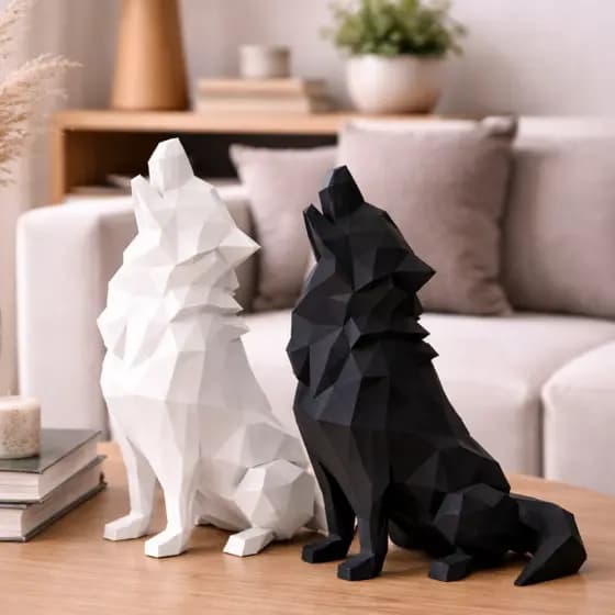 Lobo Decorativo Minimalista (Low Poly) em Impressão 3D PLA | ArtValen 3D