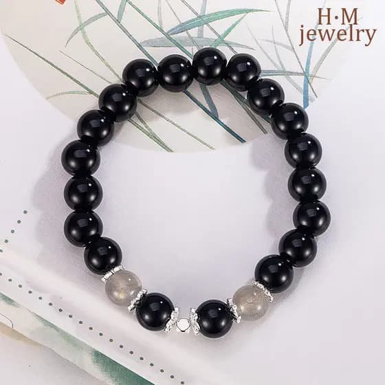 Obsidian moonstone Prata Fragmento Luz Luxo Requintado high-end Pulseira Feminina