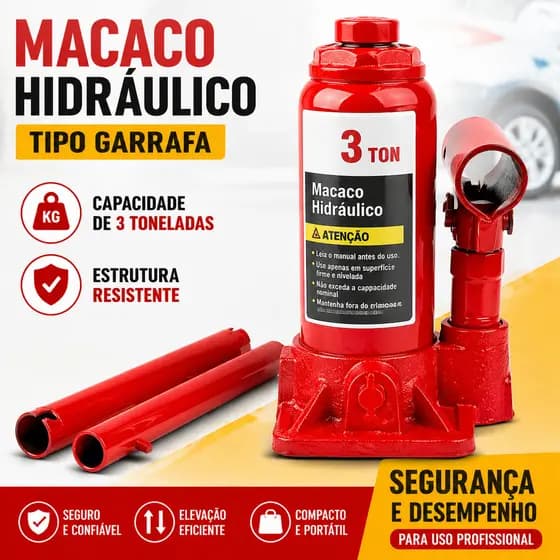 Macaco Hidráulico Garrafa 3T Automotivo Para Carro E Caminhão - Ferramenta De Elevação