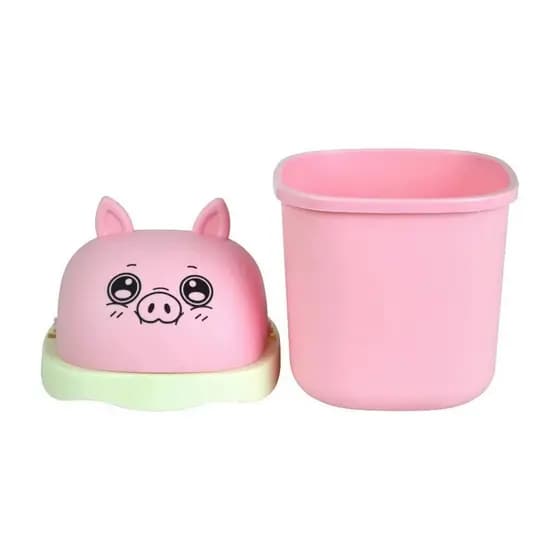 Mini Lixeira de Mesa 1,5L Fofa com Bichinhos Pequena Multiuso para Escritório Quarto e Penteadeira