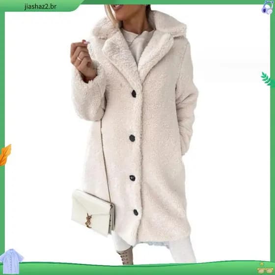 Lapela de manga comprida com pelúcia de manga comprida Lapela feminina Plush Top