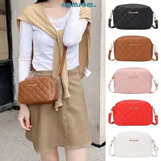 AOMSOM Bolsa Mensageiro Feminina Tendência Corrente Lingge Bordado Bolsas Da Moda