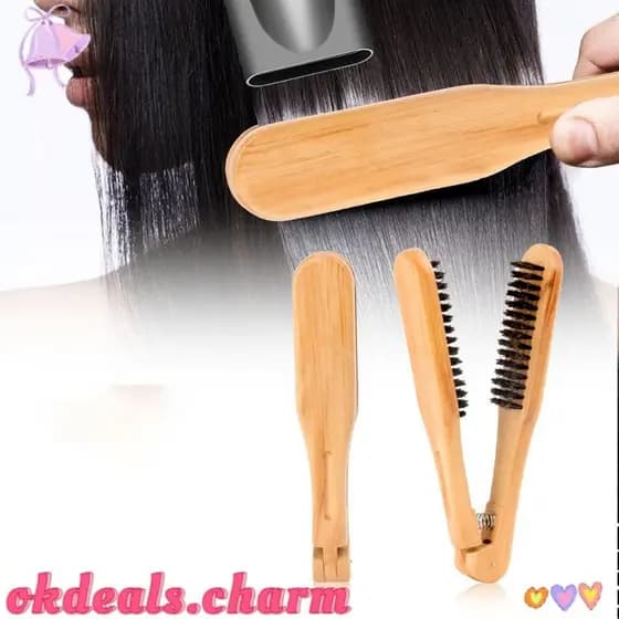 OKDEALS Pente Alisador De Cabelo , Escovas Duplas De Braçadeira Em Forma De V , Escova Feminina Cabeleireiro