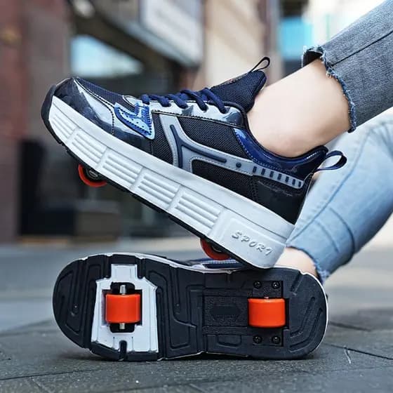 Roda dupla crianças rolo sapatos de skate das mulheres dos homens Runaway sapatos estudante rolo skate sapatos adolescen