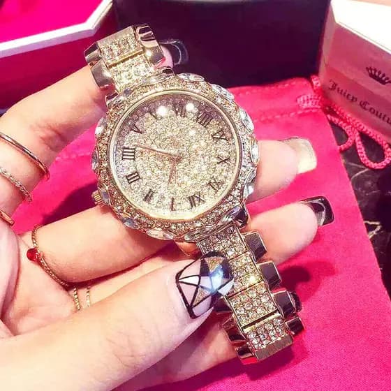 relogio feminino luxo relogio feminino Influencer Gypsophila relógio feminino banda de aço cheio diamante grande mostrad