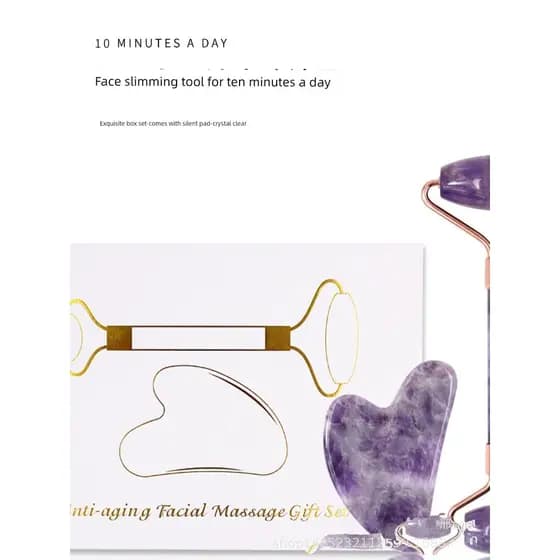Rolo de ametista Natural massageador levantamento Facial endurecimento salão de beleza Jade raspagem placa Universal par