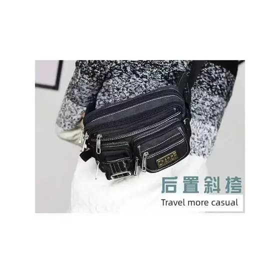 Bolsa de cintura de lona grossa, masculina, feminina, multicamadas, grande capacidade, caixa registradora, esportes ao a