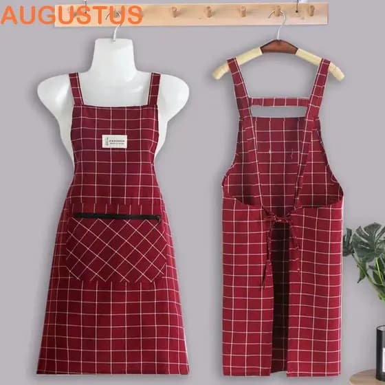 Avental De Cozinha AUGUSTUS , Algodão À Prova D'água Com Bolsos Xadrez De Óleo