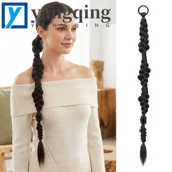 Pedaço De Cabelo De Rabo De Cavalo Reto YANGQING , Com Extensão Trançado Longo Natural , Moda