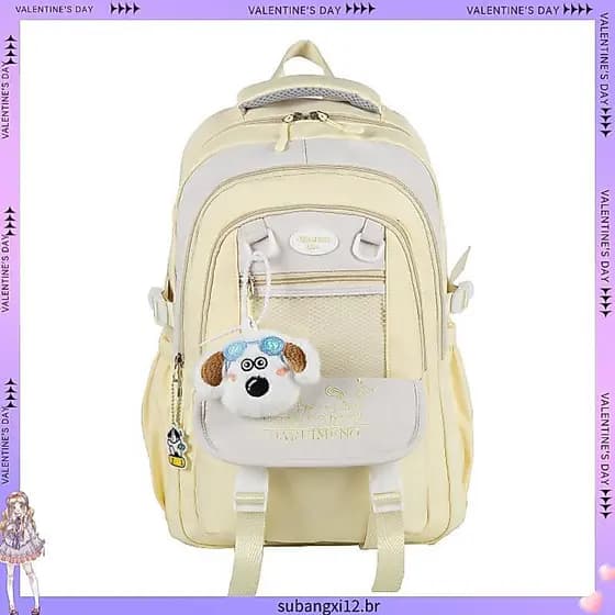 1.10.000 pessoas coleção estudantes contraste cor mochila grande capacidade fresco bonito júnior meninas do ensino médio