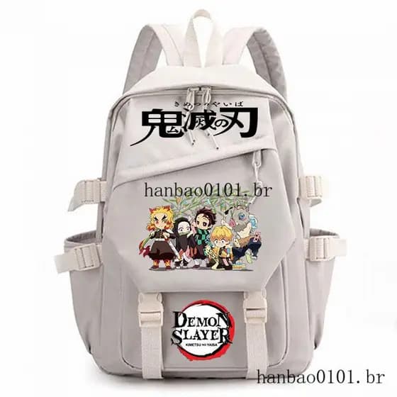 Mochila Anime Demon Slayer, Mochila Infantil de Desenho Animado, Mochila Escolar de Grande Capacidade, Mochila para o Ca